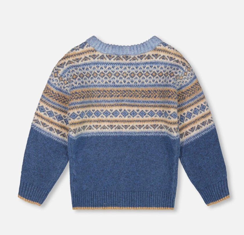 Norwegian Jacquard Knit Sweater | Blue | Deux Par Deux