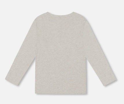 Organic Cotton Jersey Pocket T-Shirt | Heather Beige Grey | Deux Par Deux