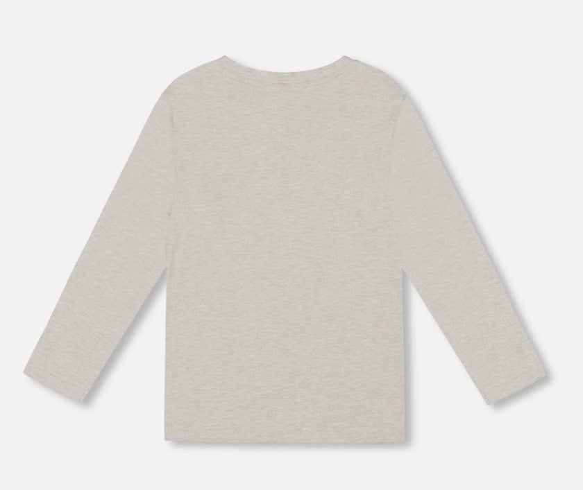 Organic Cotton Jersey Pocket T-Shirt | Heather Beige Grey | Deux Par Deux
