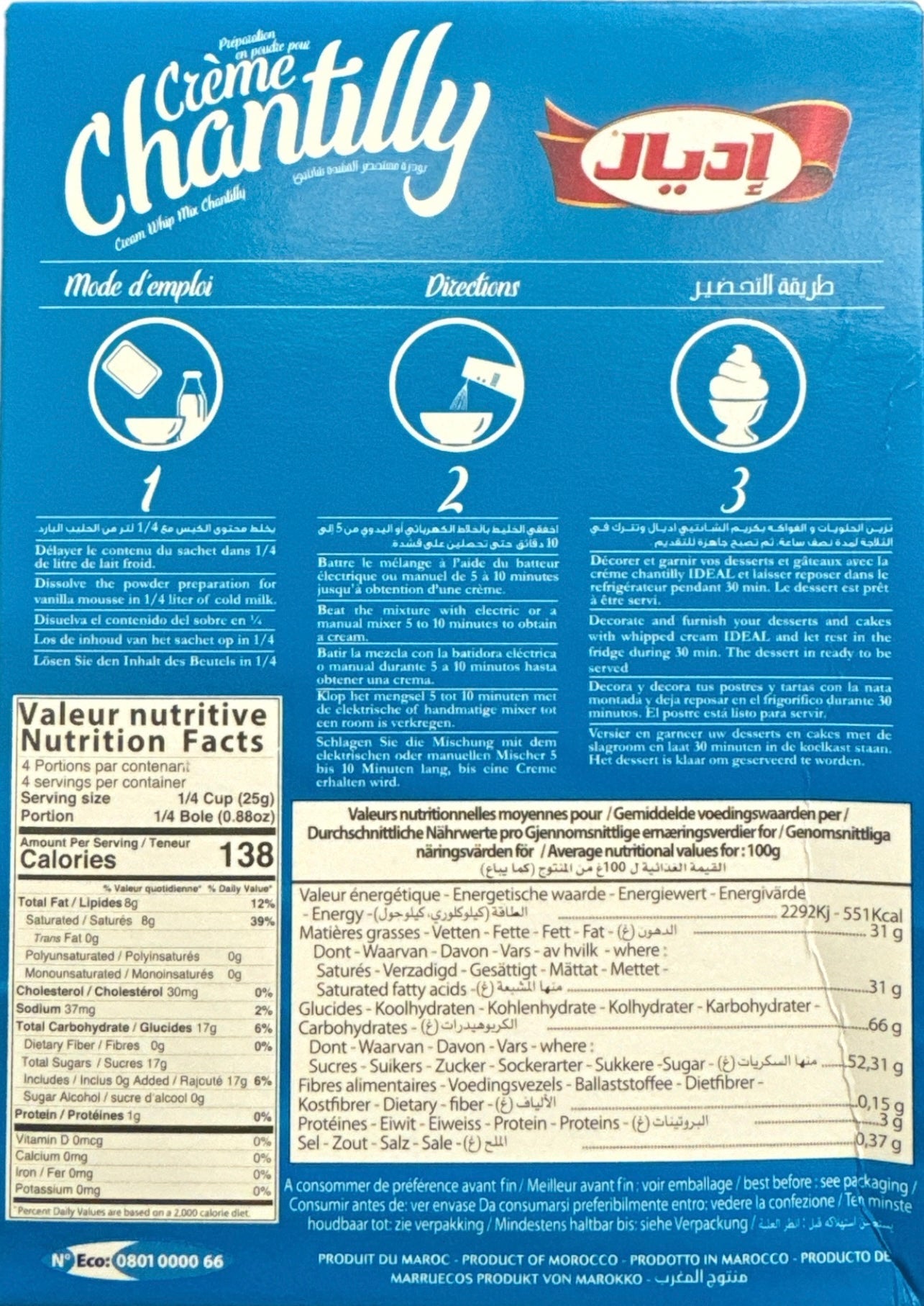 Idéal Crème Chantilly – Whipped Cream Mix 100g