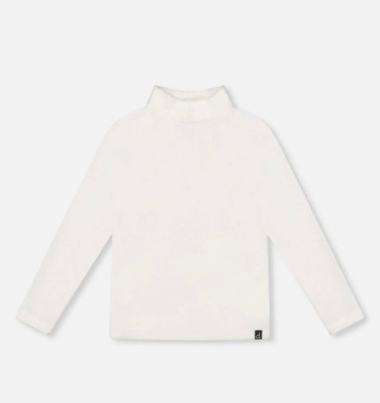 Super Soft Ribbed Mock Neck Top | White | Deux Par Deux