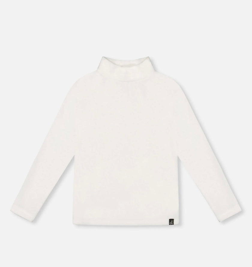 Super Soft Ribbed Mock Neck Top | White | Deux Par Deux