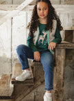 Denim With Frayed Hems And Floral Embroideries | Blue | Deux Par Deux