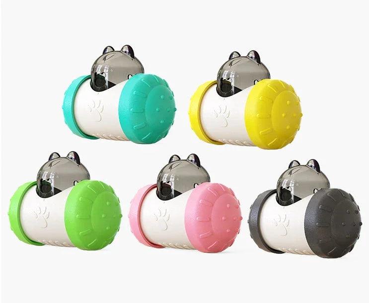 Dog Treat Leaking Toy With Wheel – Interactive Slow Feeder for Dogs, Puppies & Cats | Black, Yellow, Pink, Blue, Green
