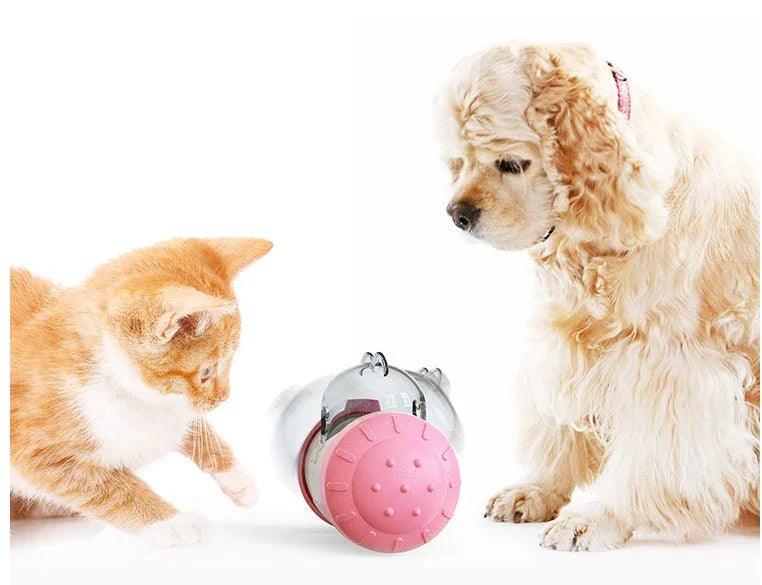 Dog Treat Leaking Toy With Wheel – Interactive Slow Feeder for Dogs, Puppies & Cats | Black, Yellow, Pink, Blue, Green