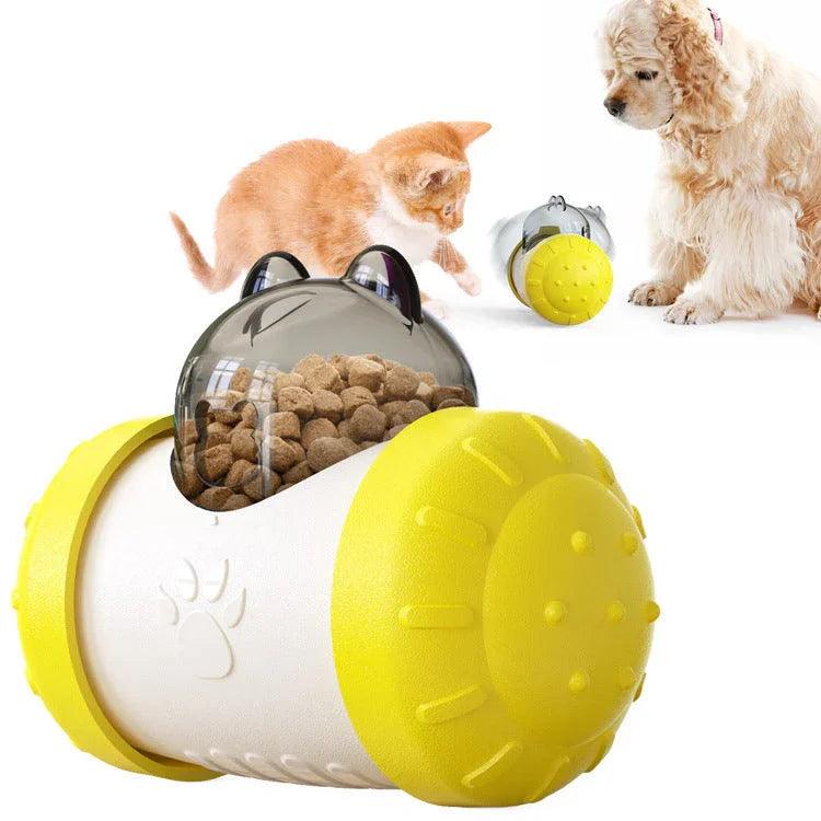 Dog Treat Leaking Toy With Wheel – Interactive Slow Feeder for Dogs, Puppies & Cats | Black, Yellow, Pink, Blue, Green