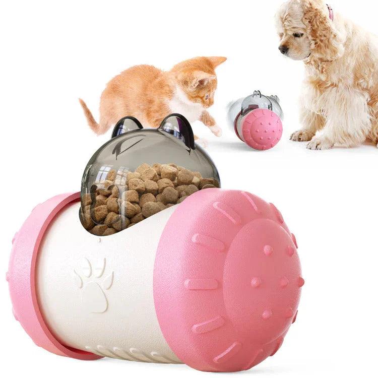 Dog Treat Leaking Toy With Wheel – Interactive Slow Feeder for Dogs, Puppies & Cats | Black, Yellow, Pink, Blue, Green