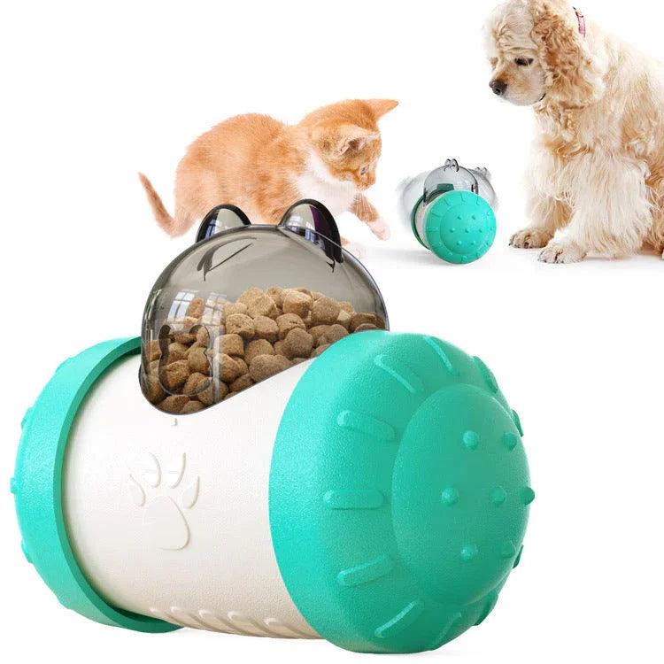 Dog Treat Leaking Toy With Wheel – Interactive Slow Feeder for Dogs, Puppies & Cats | Black, Yellow, Pink, Blue, Green