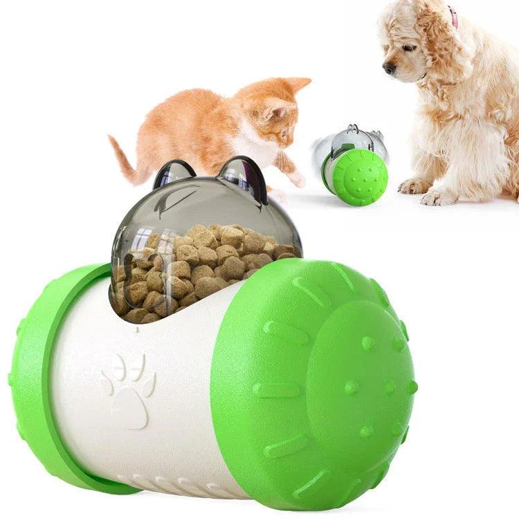 Dog Treat Leaking Toy With Wheel – Interactive Slow Feeder for Dogs, Puppies & Cats | Black, Yellow, Pink, Blue, Green