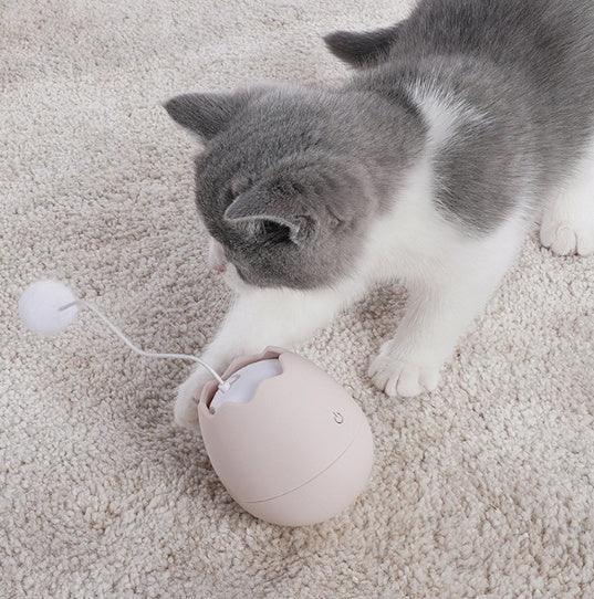 Egg-Shaped Interactive Cat Toy with Dangling Ball – Battery-Operated (Green, White, Pink)