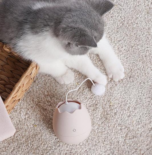 Egg-Shaped Interactive Cat Toy with Dangling Ball – Battery-Operated (Green, White, Pink)