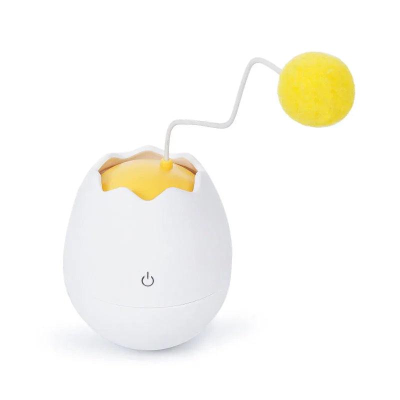Egg-Shaped Interactive Cat Toy with Dangling Ball – Battery-Operated (Green, White, Pink)