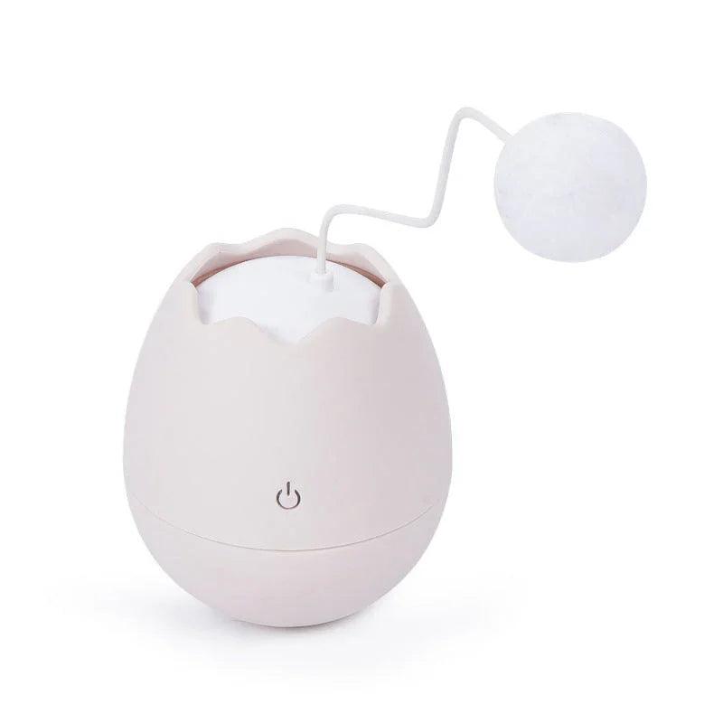 Egg-Shaped Interactive Cat Toy with Dangling Ball – Battery-Operated (Green, White, Pink)