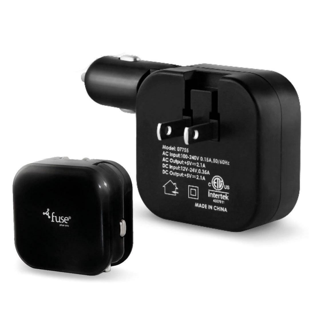 Fuse - 2In1 Wall And Car Charger 2Port 21Amp Foldable Prongs & Cigarette Lighter Adapter