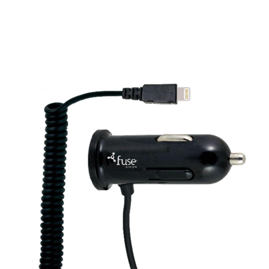 Fuse - Car Charger Lightning Mfi Hard Wired 24Amp + Additional Usb Port 8Ft Coil Mfi