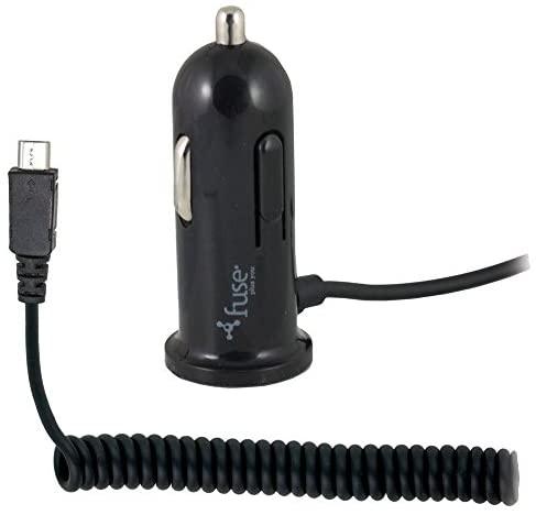 Fuse - Car Charger Micro Usb Hard Wired 24Amp + Additional Usb Port 8Ft Coil