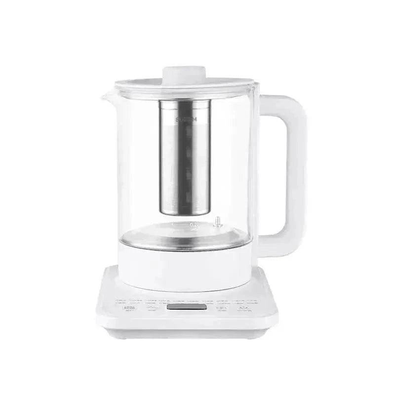 Automatic Glass Tea Maker, 800W Electric Tea Stewing Pot, 2L, Pink and White