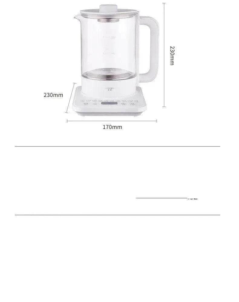 Automatic Glass Tea Maker, 800W Electric Tea Stewing Pot, 2L, Pink and White