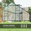 Aluminum Greenhouse Polycarbonate Walk-in Garden Greenhouse with Sliding Door, 20' x 8', Green
