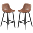Andre Counter Height Stools with  Backrest and Steel Legs-Set of 2-Brown