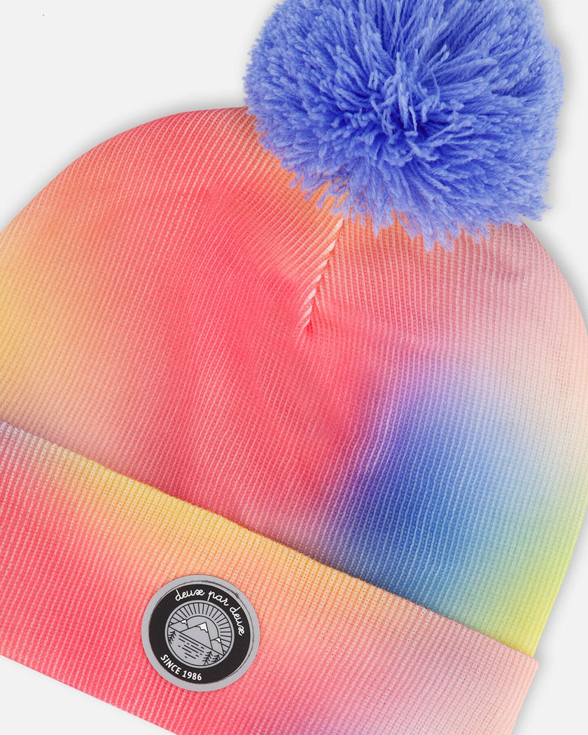 Cable Knit Hat Printed Watercolor Multicolor