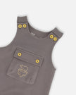 Organic Cotton Printed Onesie And Overall Set Dark Gray With Mountains