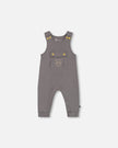 Organic Cotton Printed Onesie And Overall Set Dark Gray With Mountains
