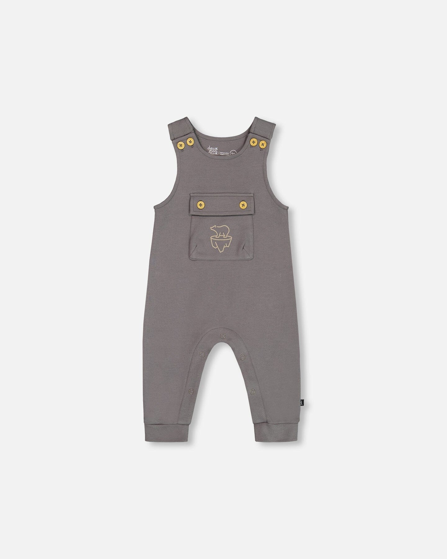 Organic Cotton Printed Onesie And Overall Set Dark Gray With Mountains