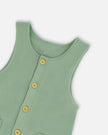 Organic Cotton Printed Onesie And Overall Set Green And Racoon