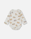 Organic Cotton Printed Onesie And Overall Set Green And Racoon