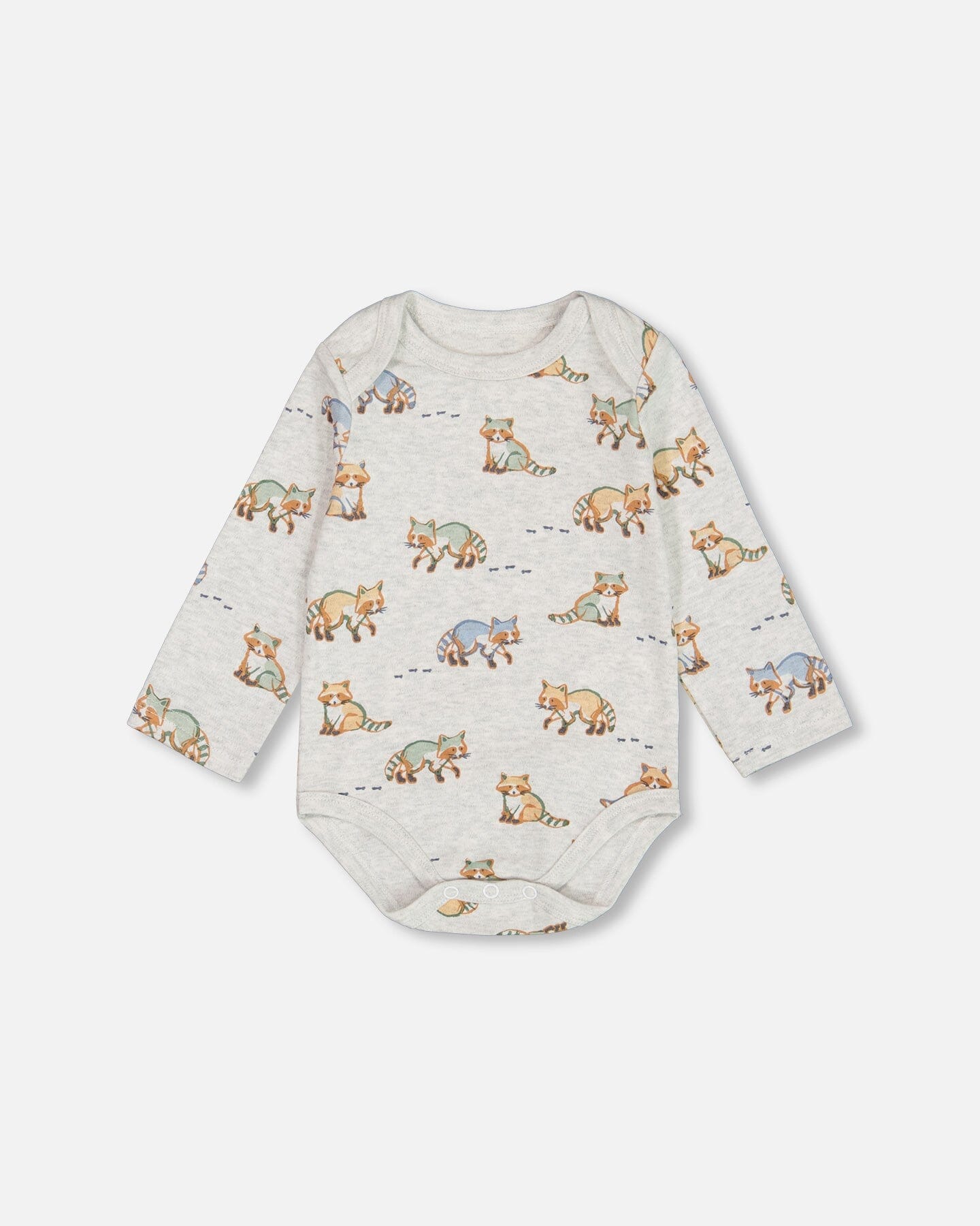 Organic Cotton Printed Onesie And Overall Set Green And Racoon