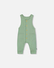Organic Cotton Printed Onesie And Overall Set Green And Racoon