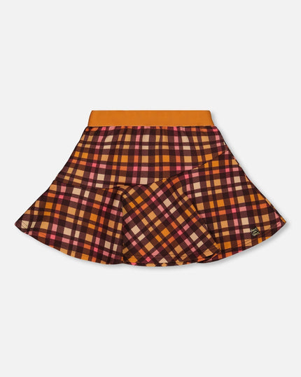 Milano Skirt Plaid Magenta And Brown