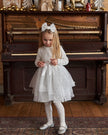 Headband With Glittering Tulle Bow Off White