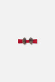Headband With Glittering Tulle Bow Red Plaid