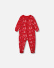 Organic Cotton One Piece Pajama Red Printed Christmas Tree