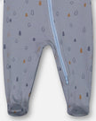 Organic Cotton One Piece Pajama Air Blue Printed Trees