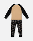 Organic Cotton Two Piece Pajama Set Black Printed Fox
