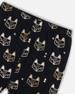 Organic Cotton Two Piece Pajama Set Black Printed Fox