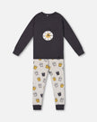Organic Cotton Two Piece Pajama Set Gray Printed Egg-O-Clock