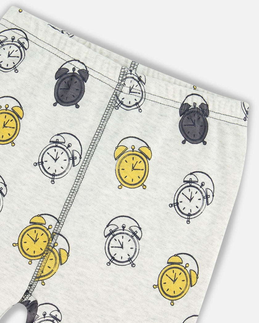 Organic Cotton Two Piece Pajama Set Gray Printed Egg-O-Clock