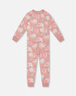 Organic Cotton Two Piece Pajama Set Old Pink Printed Roses