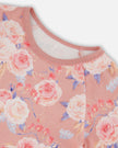 Organic Cotton Two Piece Pajama Set Old Pink Printed Roses