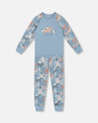 Organic Cotton Two Piece Pajama Set Air Blue Printed Mama Bears