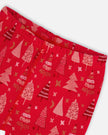 Organic Cotton Two Piece Pajama Set Red Printed Christmas Tree