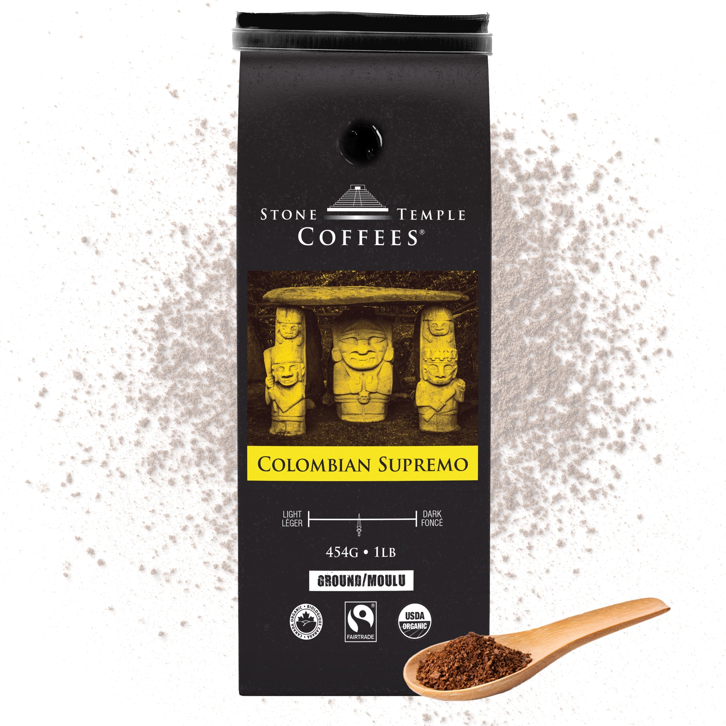 Colombian Supremo - Ground, Medium Roast, Certified Organic OCIA/ Fairtrade Coffee 1lb/454g