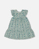 Printed Organic Cotton Dress Small Turquoise Flowers