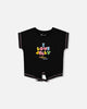 Organic Cotton Tee With Print And Knot Black And Multicolored