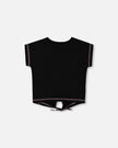 Organic Cotton Tee With Print And Knot Black And Multicolored