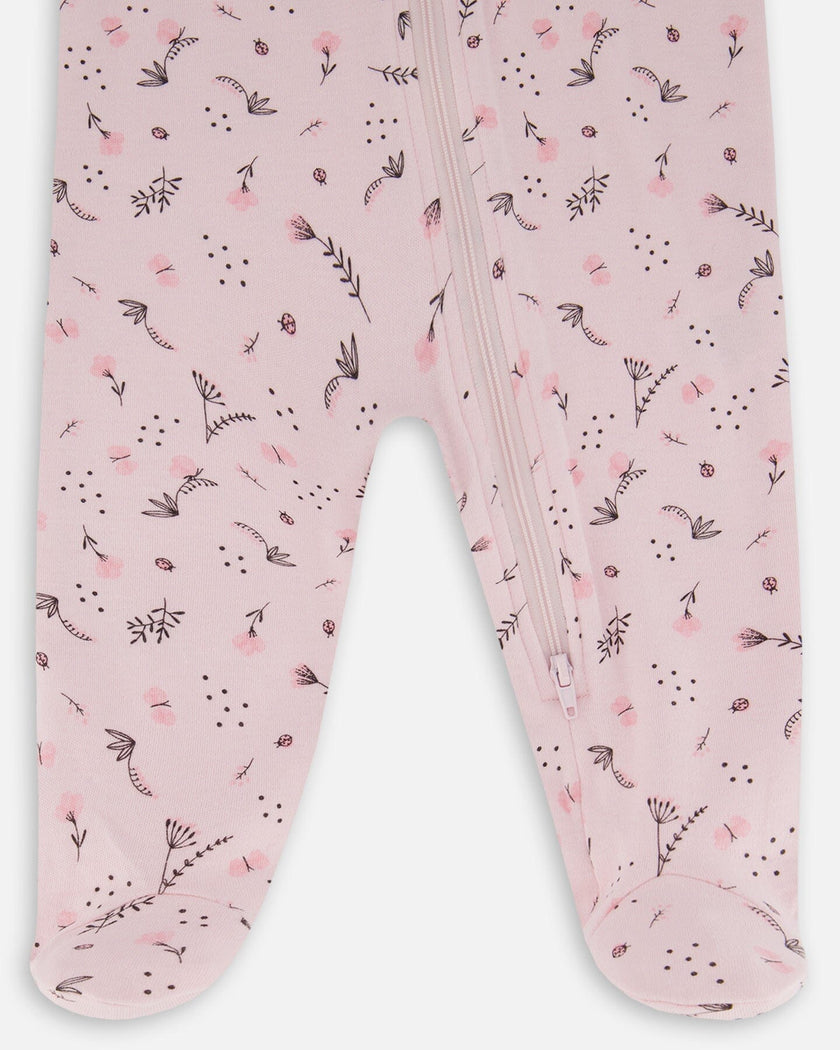 Printed Organic Cotton One-Piece Pajama Off-White And Multi Truck